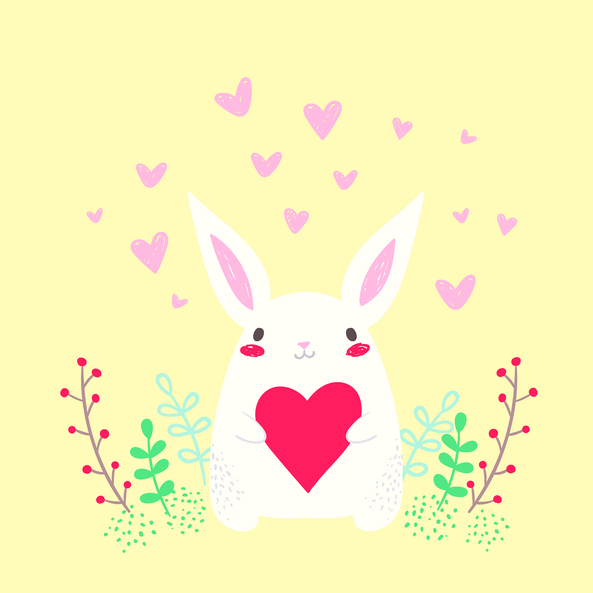enfants / lapin avec coeur