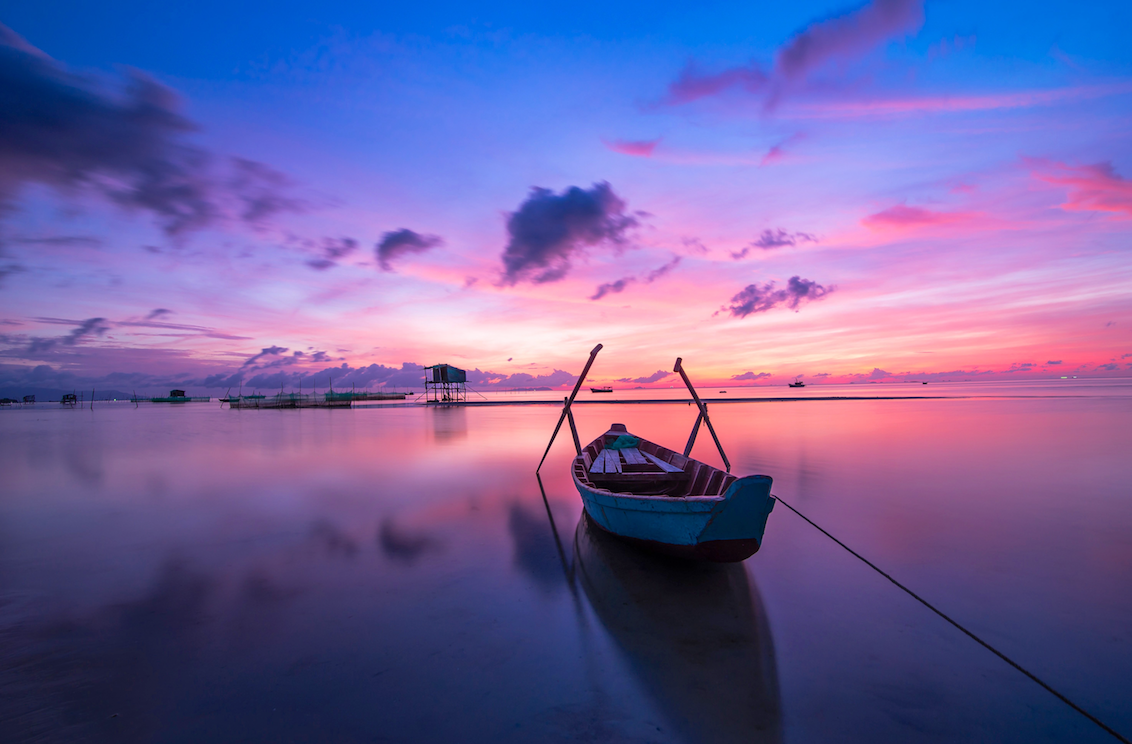 nature - coucher de soleil / barque