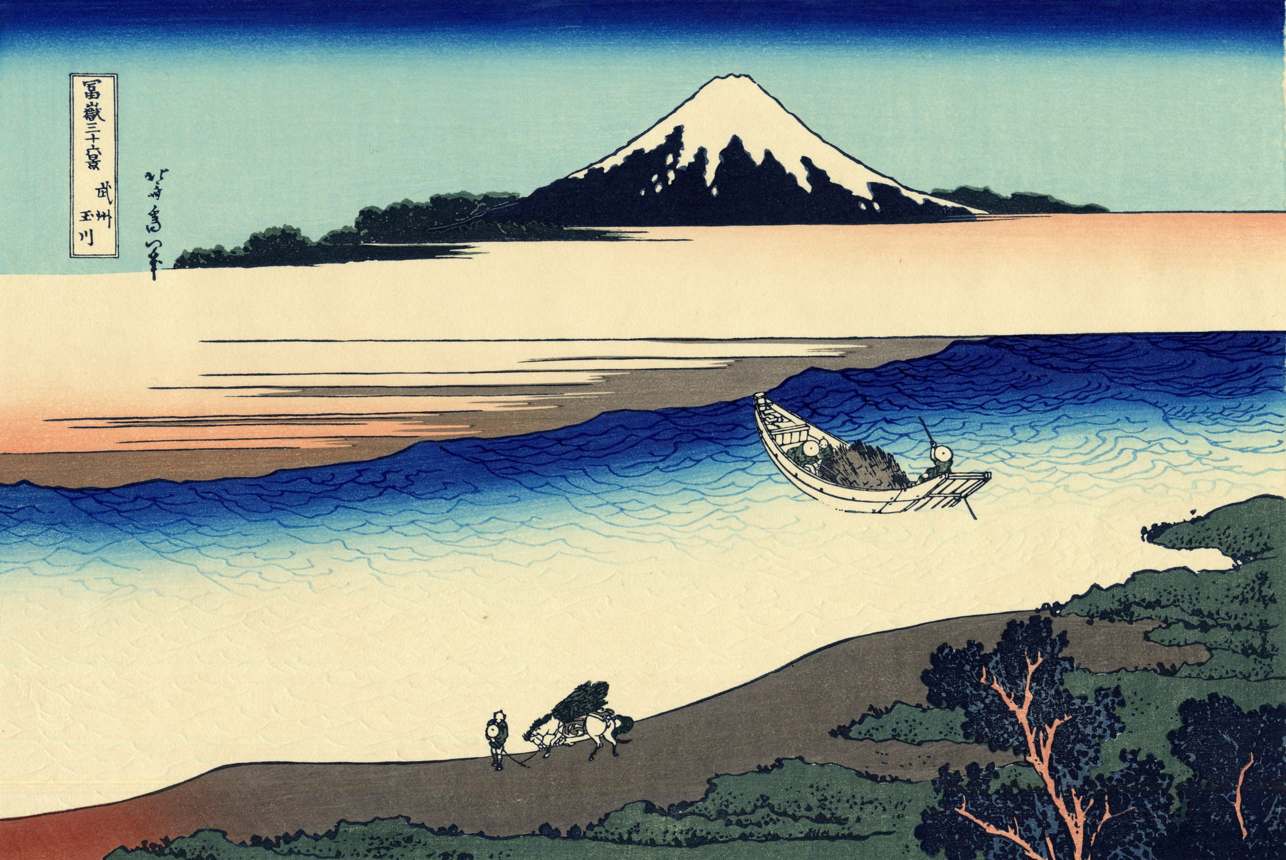 peinture-japon- Hokusai /La rivière Tama dans la province de Musashi